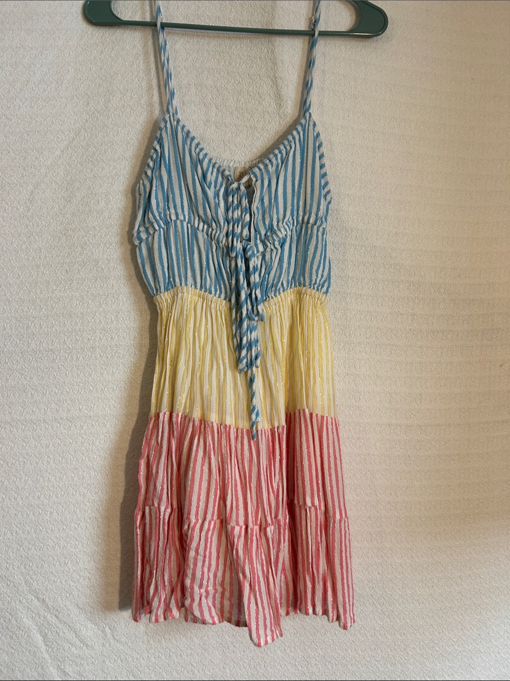 Surf Gypsy Size Small Striped Colorblock Spaghetti-Strap Kids Dress